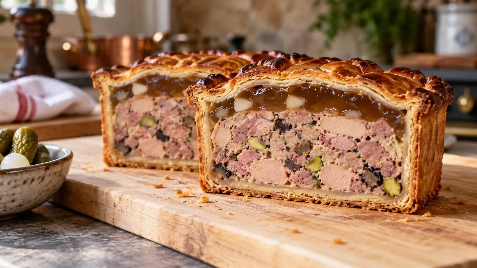 Illustration originale d’un pâté-croûte tranché, sans lien avec les pièces du concours