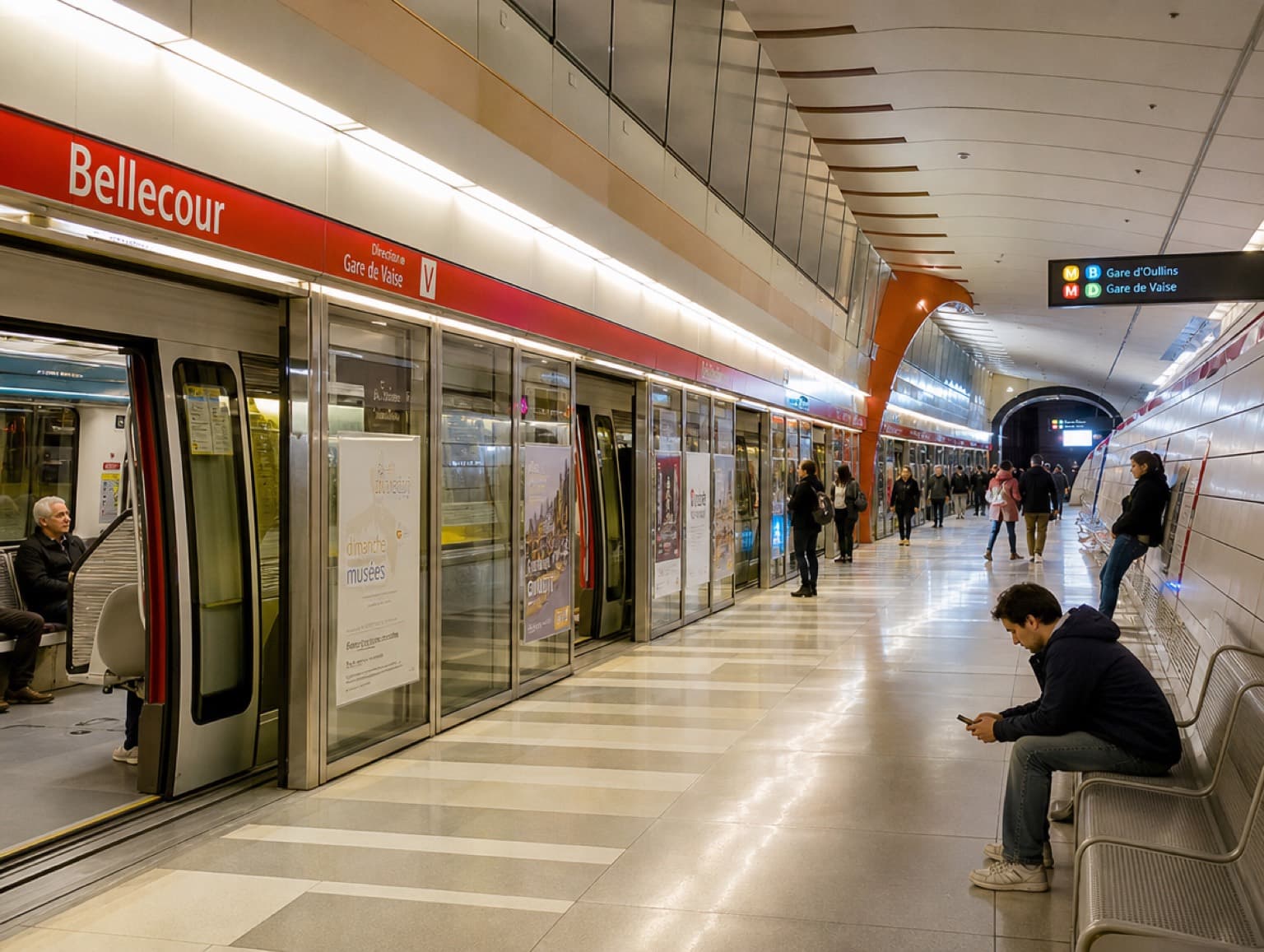 Quai de métro moderne dans une station du centre de Lyon