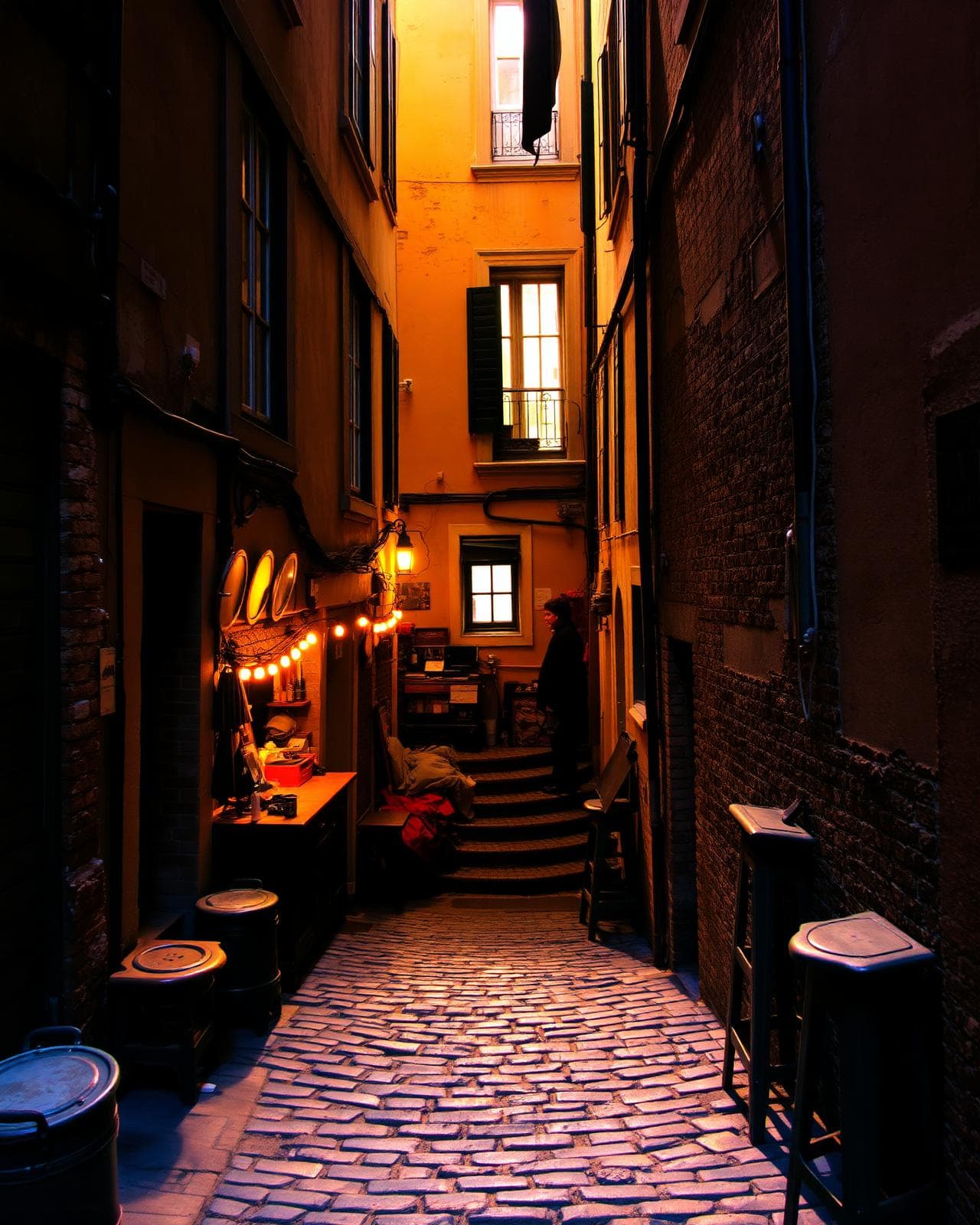 Traboule pavée des pentes de la Croix-Rousse à Lyon