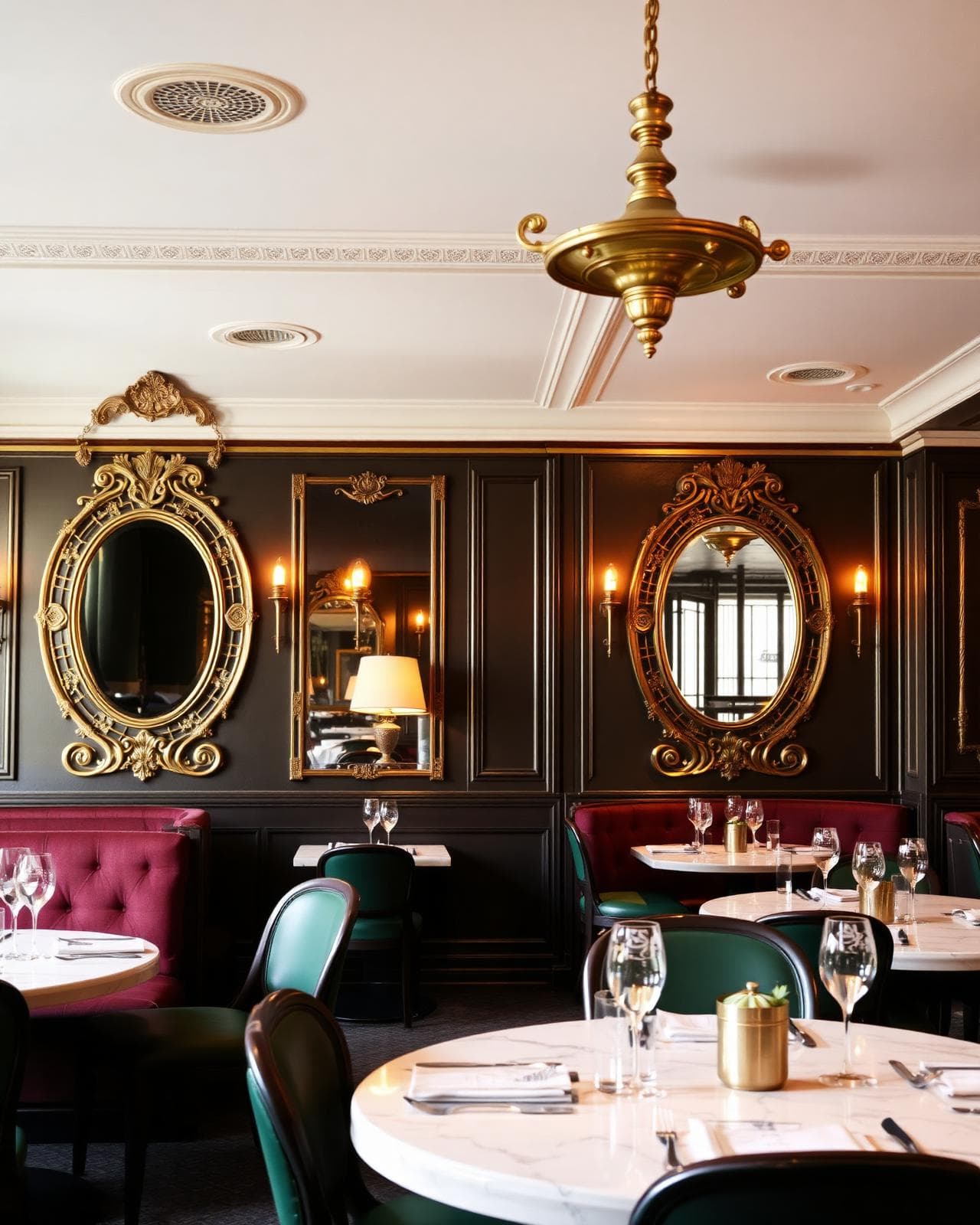 Intérieur d'une brasserie classique de la Presqu'île de Lyon