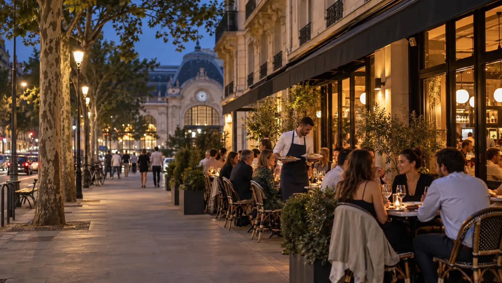 Terrasse animée près de l’ancienne gare des Brotteaux à Lyon