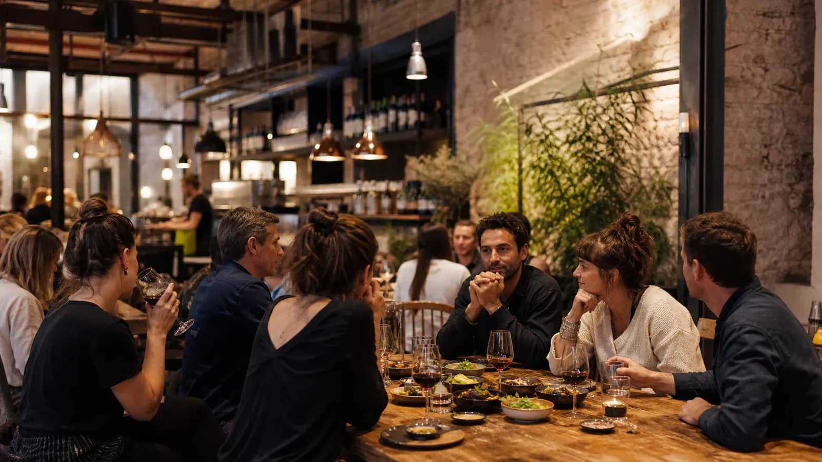Dîner convivial dans un ancien atelier générique du quartier de Gerland à Lyon