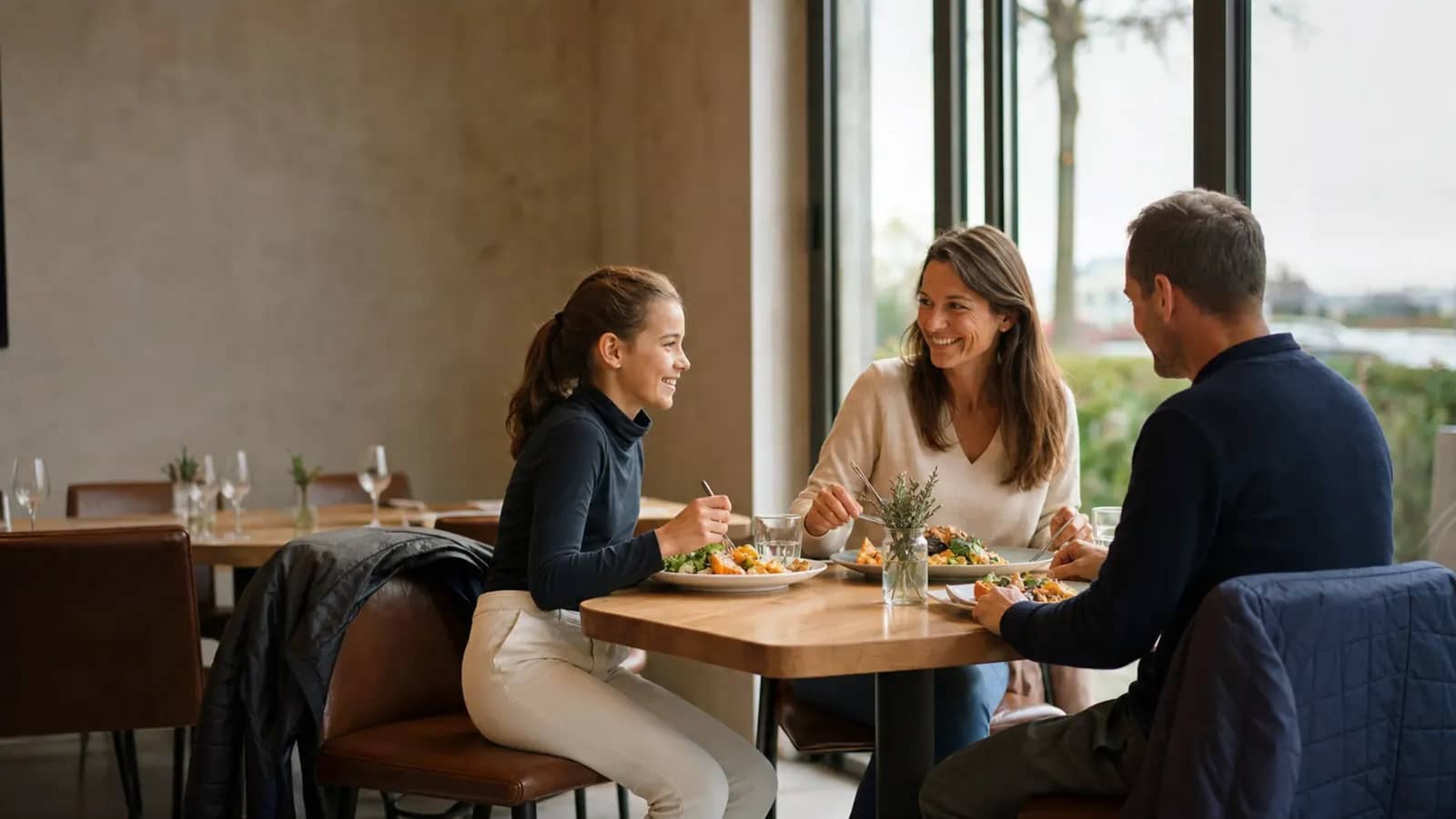 Famille déjeunant près d'Eurexpo pendant Equita Lyon