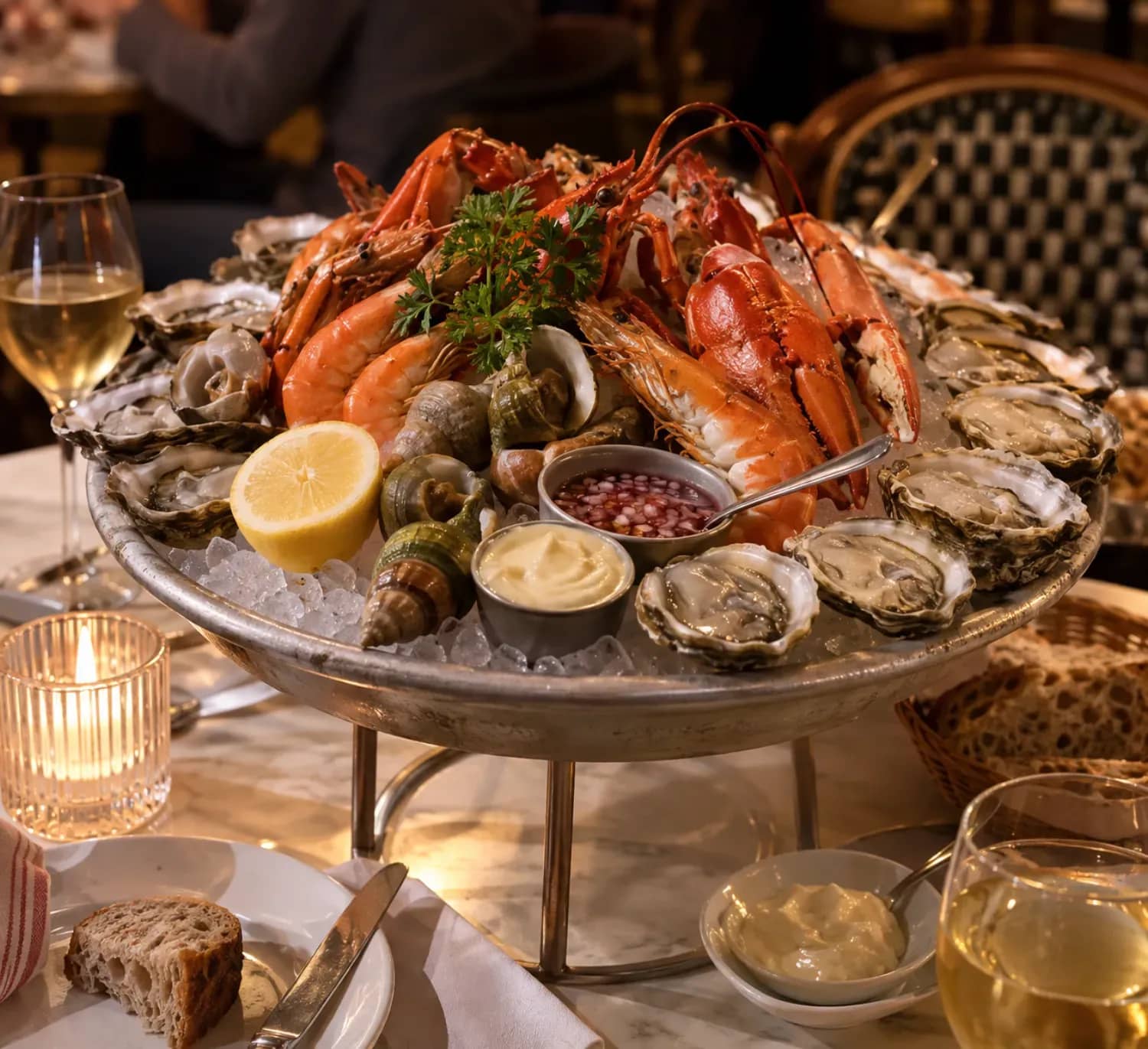 Illustration originale de cuisine à Lyon : seafood platter